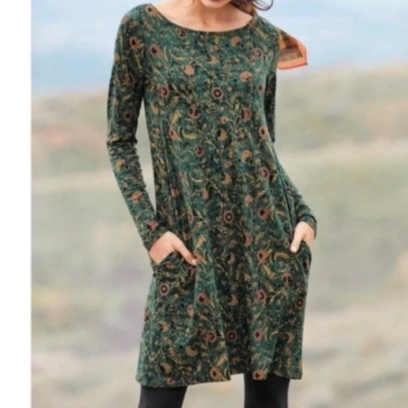 Peruvian Connection Orla Tunic Dress Women's Size M Floral Long Sleeve - Picture 1 of 5
